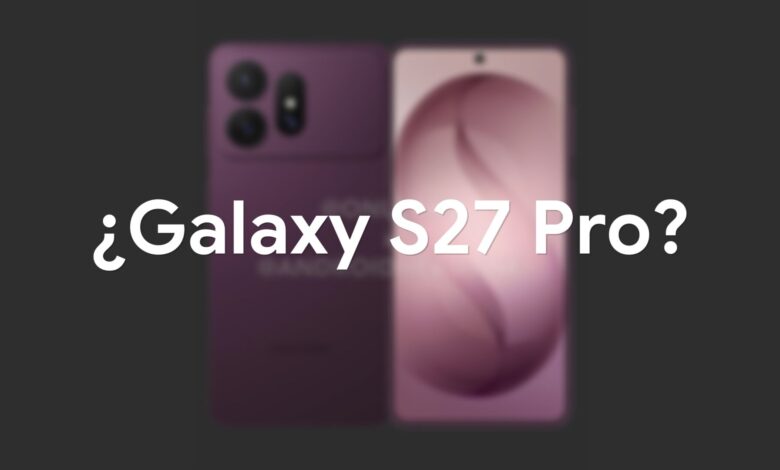 Render del Samsung Galaxy S27 Pro con módulo de cámara tipo barra y pantalla de 6,6 pulgadas