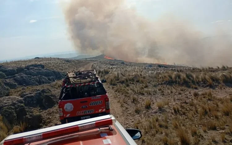 Avión hidrante combatiendo incendio forestal en Villa de Soto