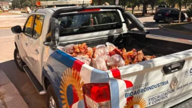 Agentes de la Bioagroindustria inspeccionando camiones de carne en San Justo e Ischilín