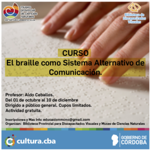 Imagen de una persona leyendo en Braille