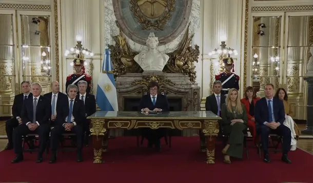 Imagen de Javier Milei durante la cadena nacional