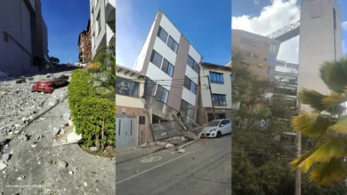 Imagen de un edificio dañado por el terremoto en Colombia