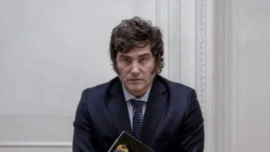 Imagen de Javier Milei en una conferencia de prensa