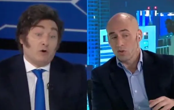 Javier Milei y Esteban Trebucq durante la entrevista