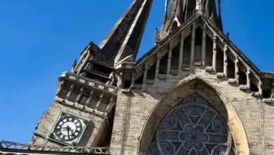 Imagen del derrumbe de la Catedral de Manizales después del terremoto en Colombia