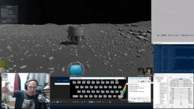 Imagen de un ZX Spectrum y una nave espacial en simulación
