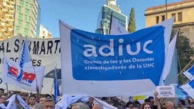 Manifestación de estudiantes y docentes universitarios en la Plaza San Martín, Córdoba