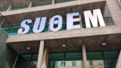 Imagen del edificio del SUOEM en Córdoba con fondo de redes de cloacas