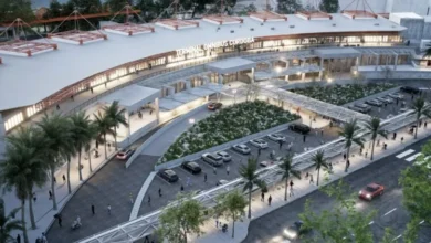 Vista exterior de la Terminal de Ómnibus T1 en Córdoba durante la renovación