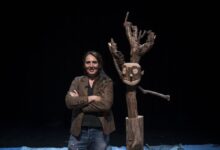 Escena de Gepetto con Beto Bernuez, Florencia Rubio y Patricia Rojo en el Teatro Real de Córdoba