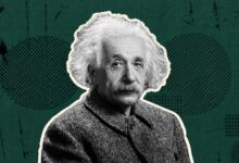 Collage de Albert Einstein en una nota manuscrita