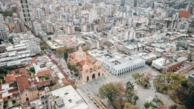 Vista aérea del predio FAdeA en Córdoba preparado para la misa del Papa León XIV