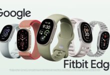 Imagen de la Fitbit Edge de Google, pulsera de actividad con pantalla ovalada y diseño de aluminio reciclado