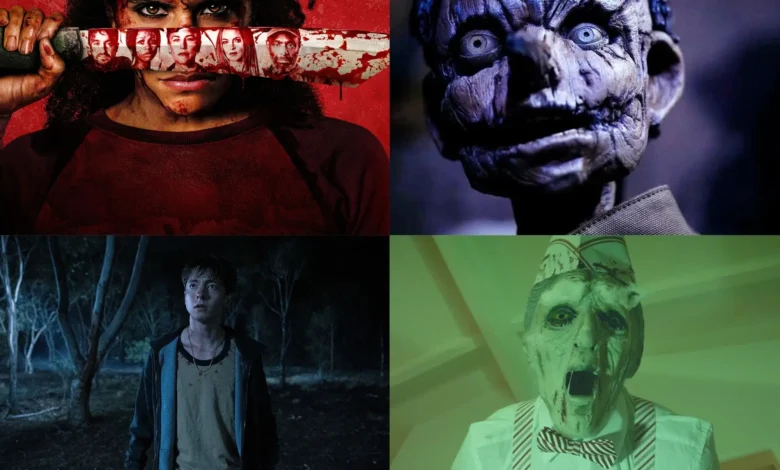 Cartelera de cine con títulos de terror y comedia negra del año 2026